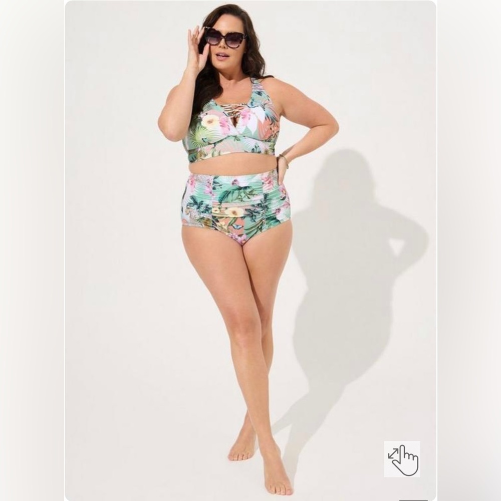 New! Torrid sz 4 Safari Adventure Green Swim Bathing Suit Wireless Top Bottom 4X